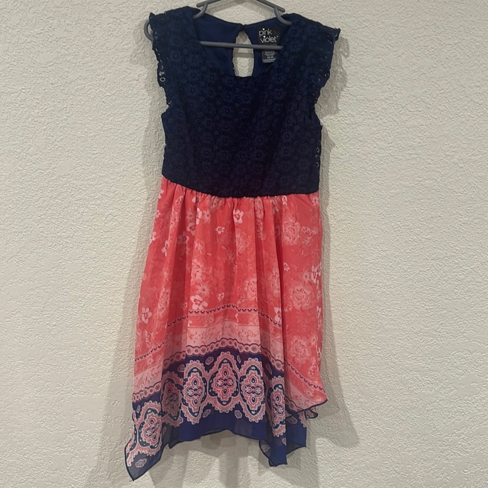 Girls Pink Violet lace dress size XS 4/5